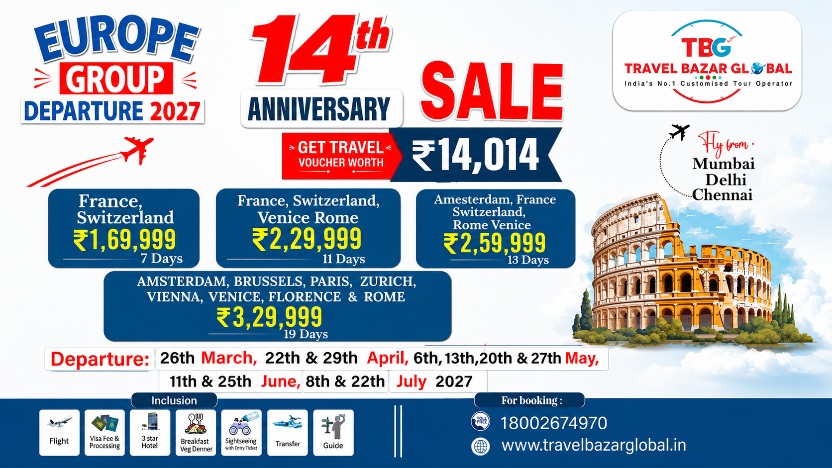 Amsterdam • France • Switzerland • Venice & Rome — 12 Nights / 13 Days