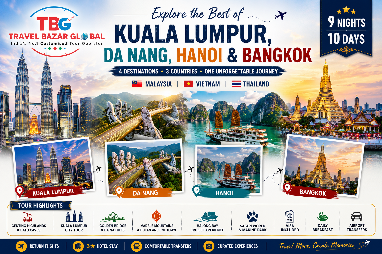 Kuala Lumpur, Krabi, Phuket, Bangkok